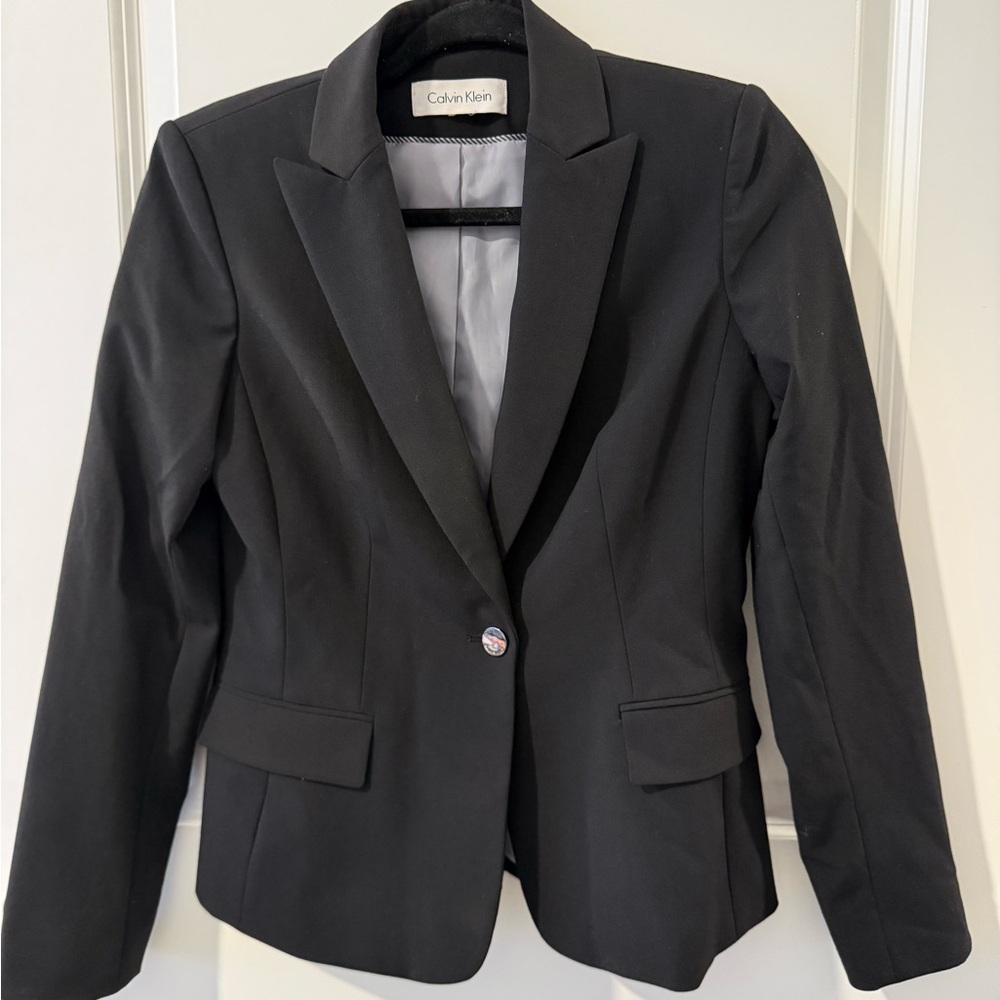 Calvin Klein Black Women's Single-Button Tailored Blazer